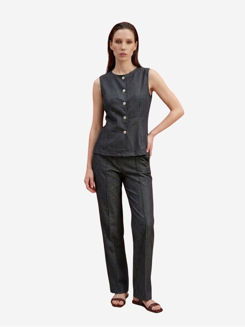 Conjunto de chaleco y pantalón de pierna ancha de popelín de algodón my fashion Gris - Kiabi