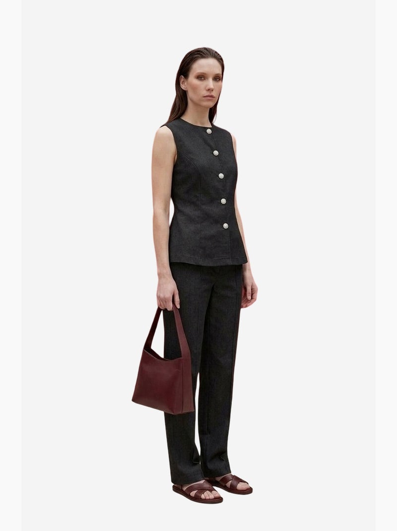 Conjunto de chaleco y pantalón de pierna ancha de popelín de algodón my fashion Gris negro - Kiabi