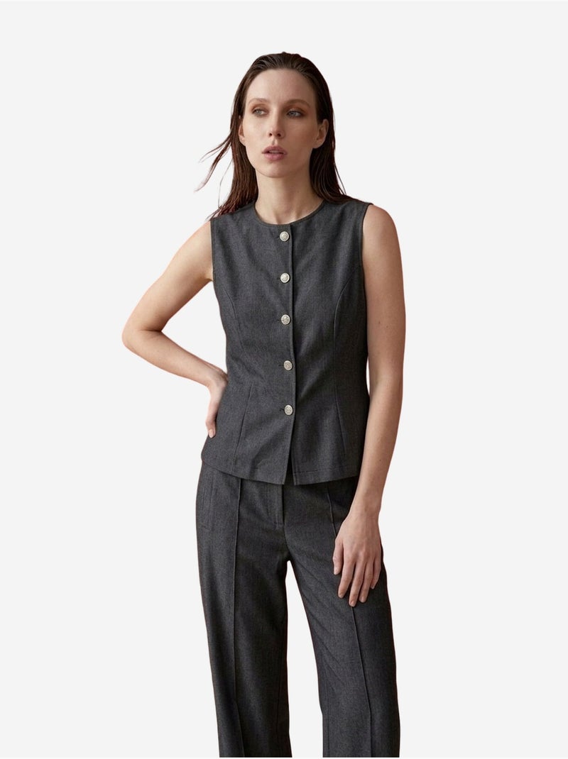Conjunto de chaleco y pantalón de pierna ancha de popelín de algodón my fashion Gris oscuro - Kiabi