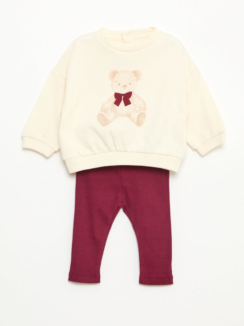 Conjunto de chándal con sudadera + legging - 2 piezas Blanco - Kiabi