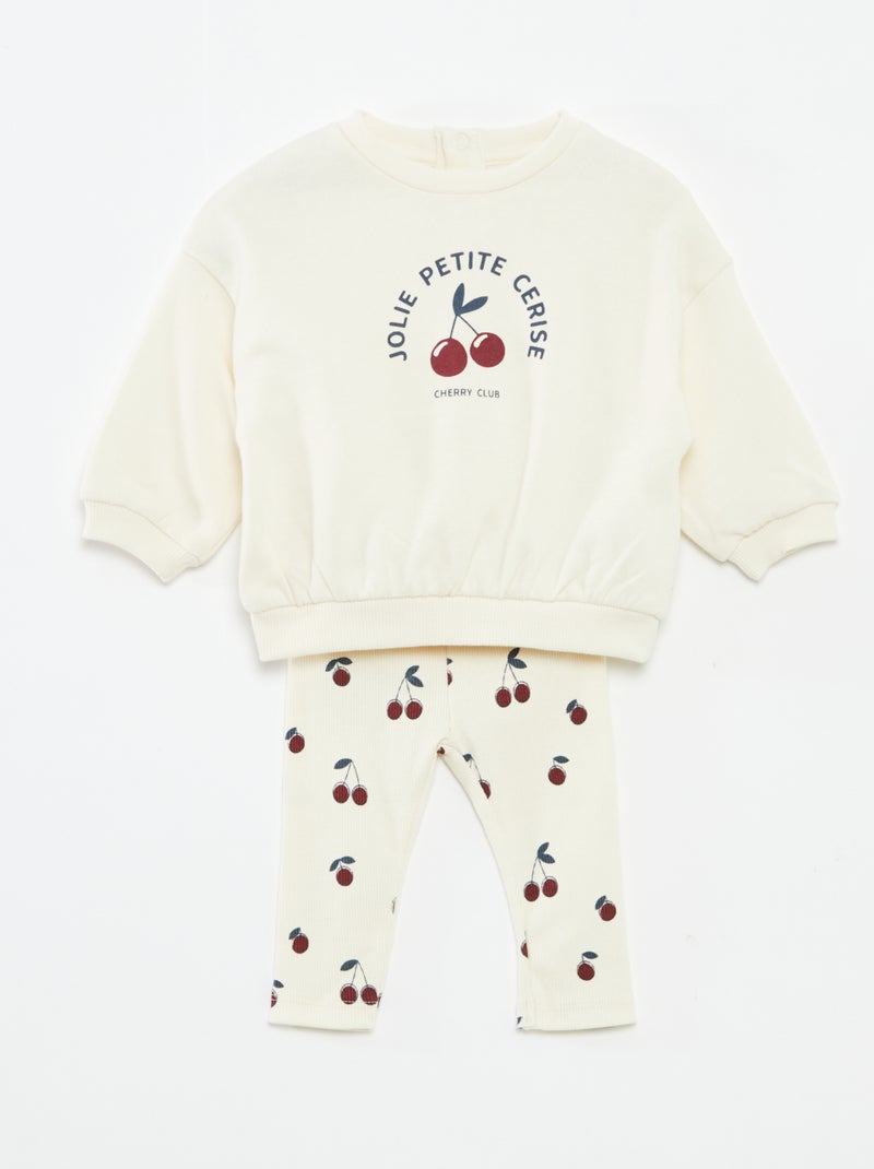 Conjunto de chándal con sudadera + legging - 2 piezas Blanco - Kiabi