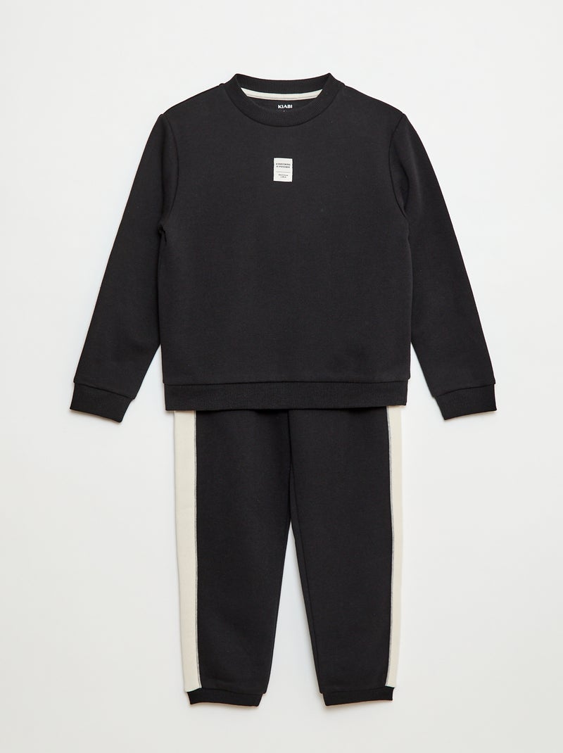 Conjunto de chándal de felpa perchada con sudadera + pantalón - 2 piezas Negro - Kiabi