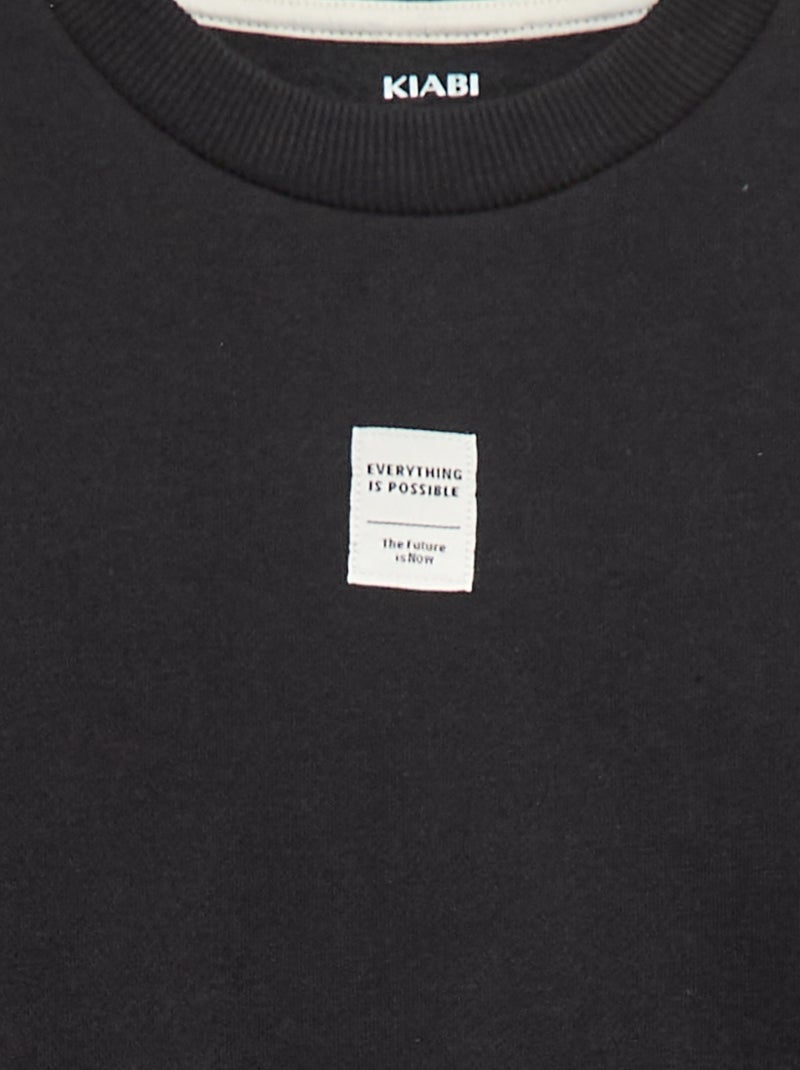 Conjunto de chándal de felpa perchada con sudadera + pantalón - 2 piezas Negro - Kiabi