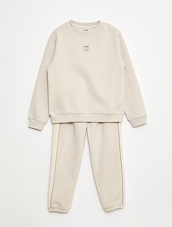 Conjunto de chándal de felpa perchada, sudadera + pantalón - 2 piezas