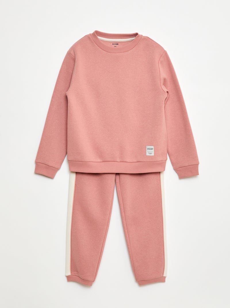 Conjunto de chándal de felpa perchada, sudadera + pantalón - 2 piezas Rosa - Kiabi
