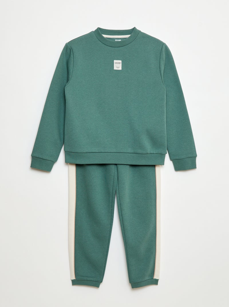 Conjunto de chándal de felpa perchada, sudadera + pantalón - 2 piezas Verde - Kiabi