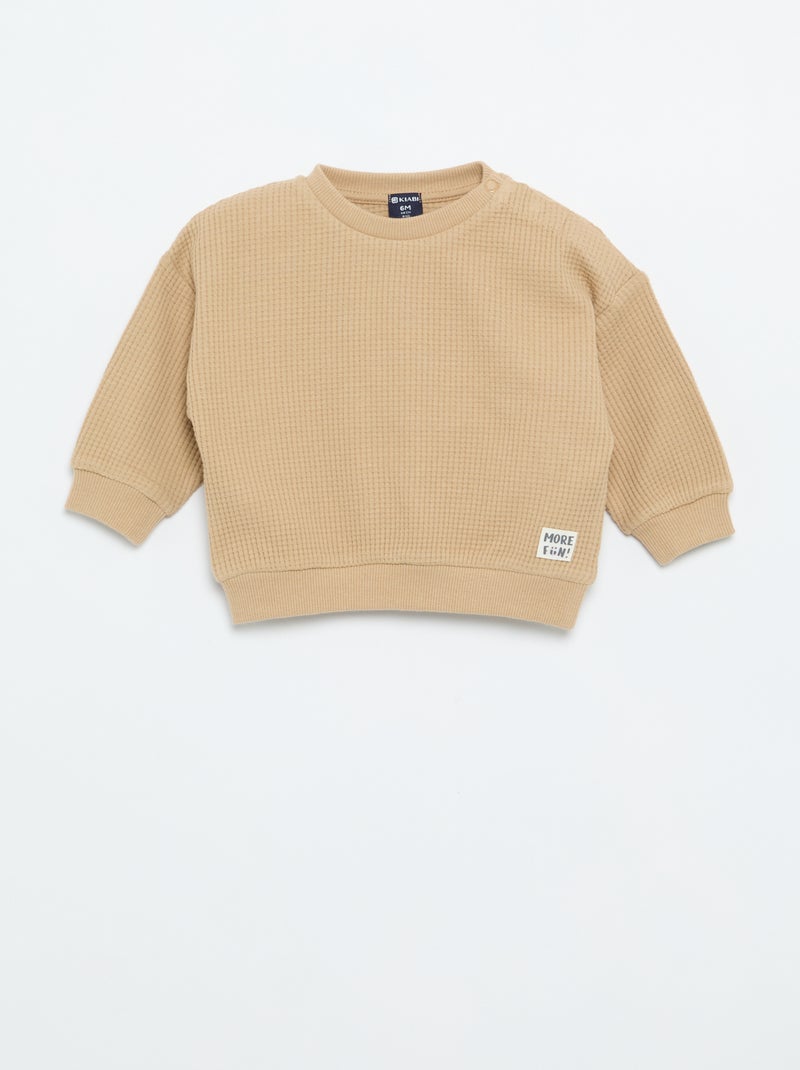 Conjunto de chándal de tejido gofrado - 2 piezas Beige - Kiabi