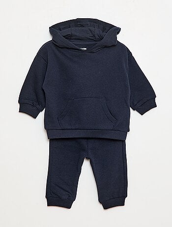 Conjunto de chándal liso de felpa sudadera + pantalón - 2 piezas