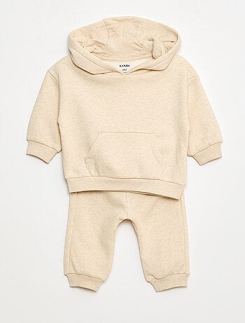 Conjunto de chándal liso de felpa sudadera + pantalón - 2 piezas