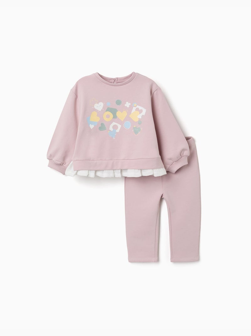 Conjunto de chándal perchado con estampado de corazones y lunares Malva lila - Kiabi