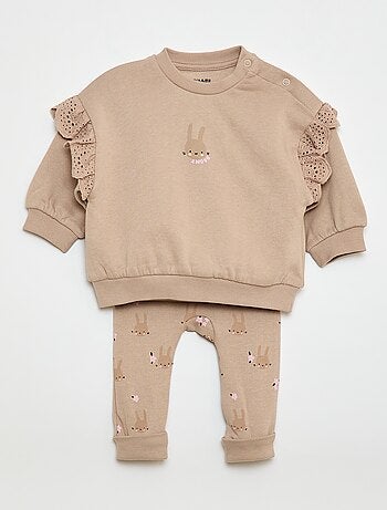 Conjunto de chándal sudadera con volante + pantalón - 2 piezas