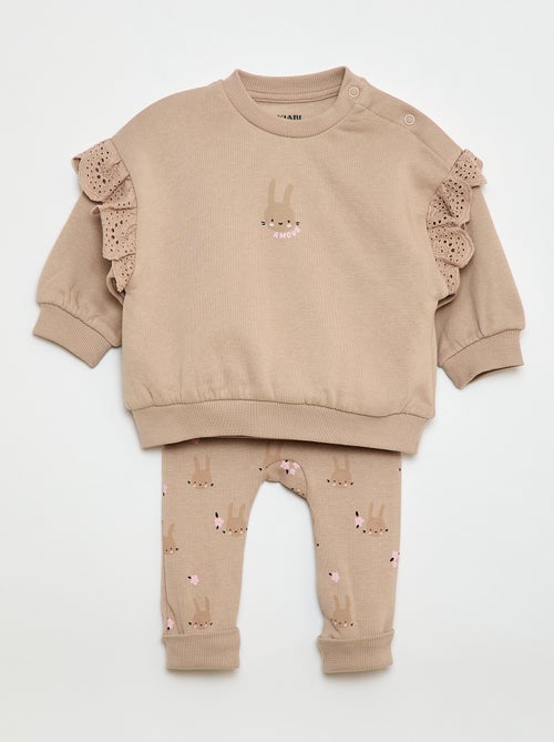 Conjunto de chándal sudadera con volante + pantalón - 2 piezas - Kiabi