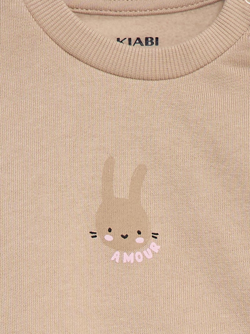 Conjunto de chándal sudadera con volante + pantalón - 2 piezas Beige - Kiabi