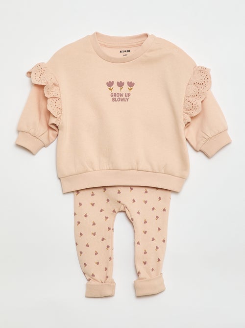 Conjunto de chándal sudadera con volante + pantalón - 2 piezas - Kiabi