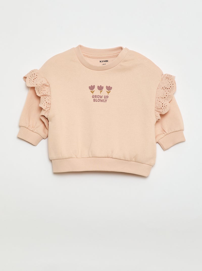 Conjunto de chándal sudadera con volante + pantalón - 2 piezas Rosa - Kiabi