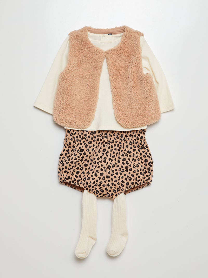 Conjunto de chaqueta + camiseta + short + leotardos - 4 piezas BEIGE - Kiabi