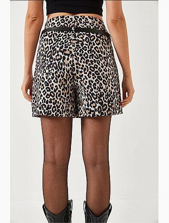 Conjunto de chaqueta con estampado de leopardo y pantalón de pernera ancha lucci