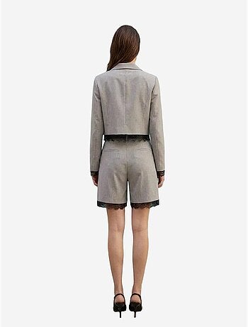 Conjunto de chaqueta corta y pantalón de pernera ancha my fashion