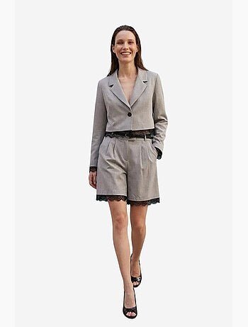 Conjunto de chaqueta corta y pantalón de pernera ancha my fashion