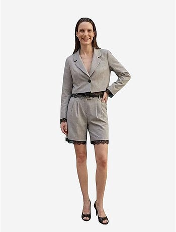 Conjunto de chaqueta corta y pantalón de pernera ancha my fashion