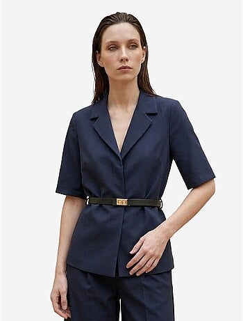 Conjunto de chaqueta corta y pantalón de pierna ancha con cinturón my fashion