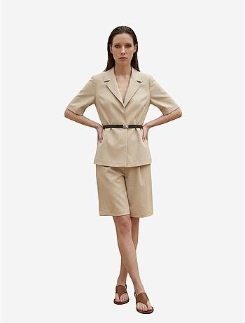 Conjunto de chaqueta corta y pantalón de pierna ancha con cinturón my fashion