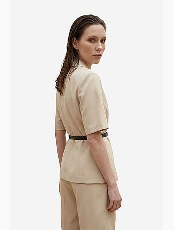 Conjunto de chaqueta corta y pantalón de pierna ancha con cinturón my fashion