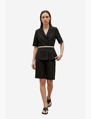 Conjunto de chaqueta corta y pantalón de pierna ancha con cinturón my fashion