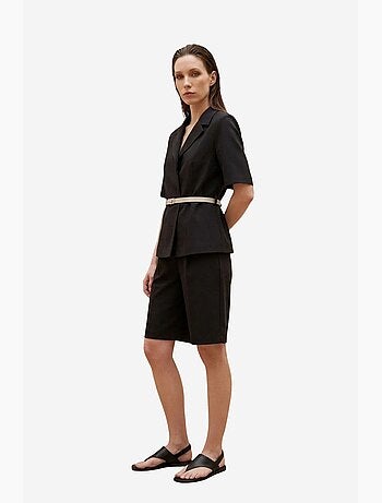 Conjunto de chaqueta corta y pantalón de pierna ancha con cinturón my fashion