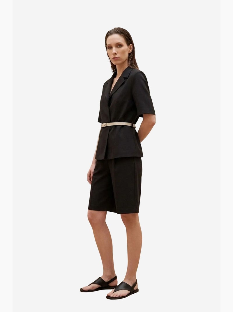 Conjunto de chaqueta corta y pantalón de pierna ancha con cinturón my fashion Negro - Kiabi