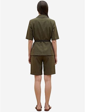 Conjunto de chaqueta corta y pantalón de pierna ancha con cinturón my fashion