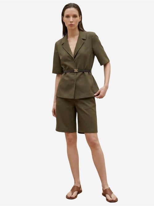 Conjunto de chaqueta corta y pantalón de pierna ancha con cinturón my fashion - Kiabi Conjunto de chaqueta corta y pantalón de pierna ancha con cinturón my fashion - Kiabi