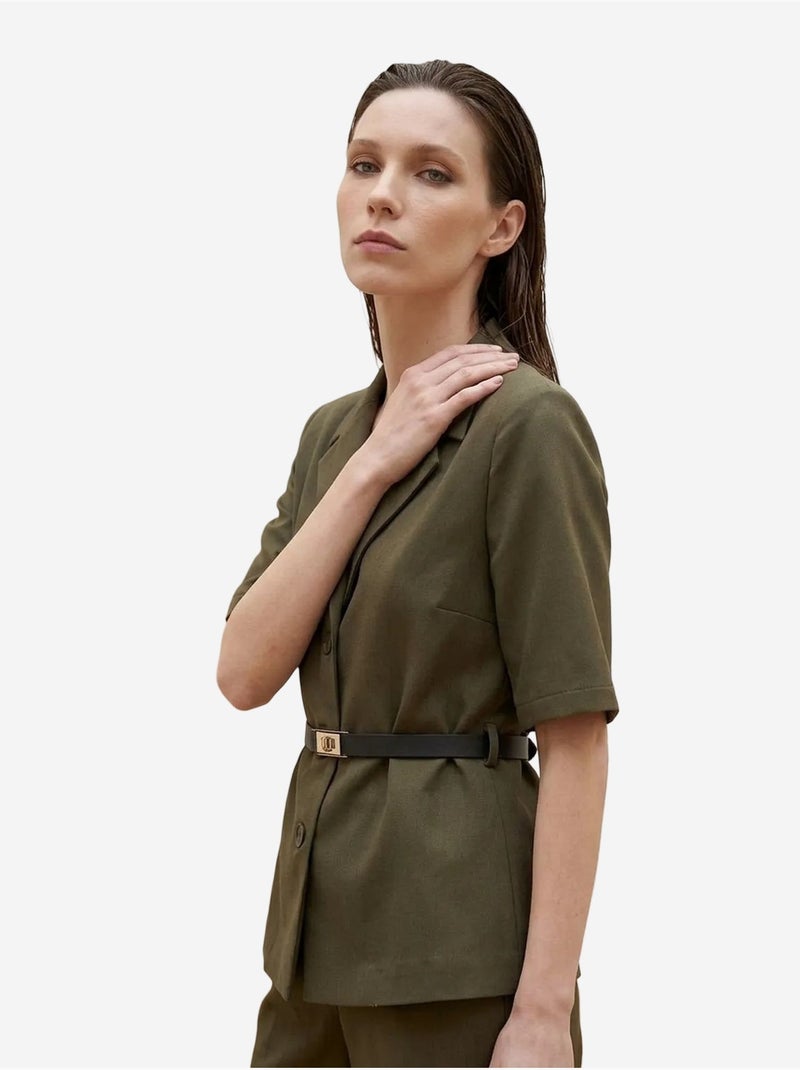 Conjunto de chaqueta corta y pantalón de pierna ancha con cinturón my fashion Verde caqui - Kiabi