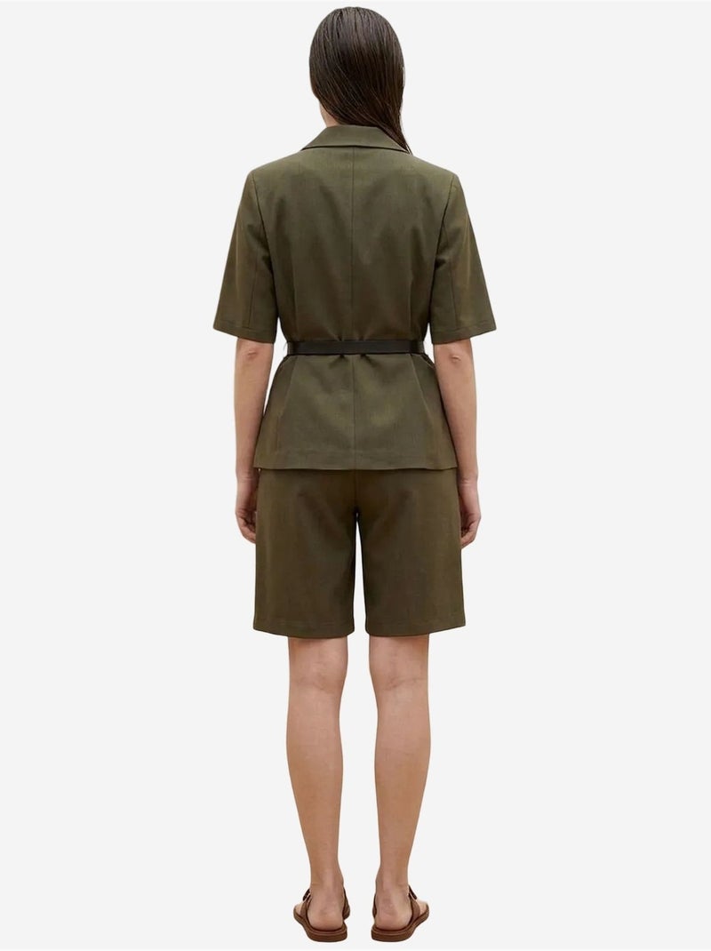 Conjunto de chaqueta corta y pantalón de pierna ancha con cinturón my fashion Verde caqui - Kiabi