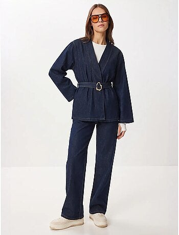 Conjunto de chaqueta de gabardina de algodón y pantalón de pernera ancha istanbul