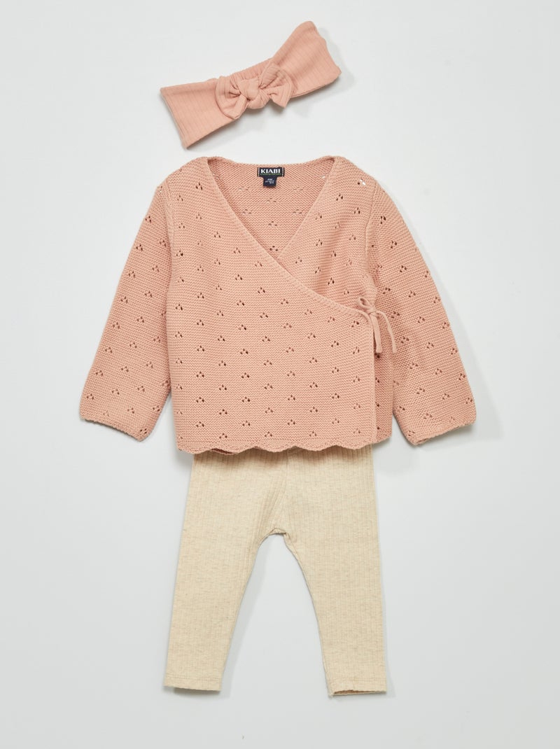 Conjunto de chaqueta + legging + diadema - 3 piezas ROSA - Kiabi