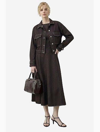 Conjunto de chaqueta vaquera y pantalón de pernera ancha lucci
