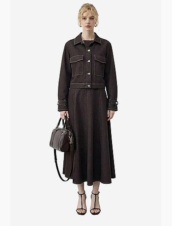 Conjunto de chaqueta vaquera y pantalón de pernera ancha lucci