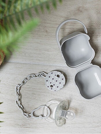 Conjunto de chupetes anatómicos de silicona Thermobaby Savane con pinza y estuche