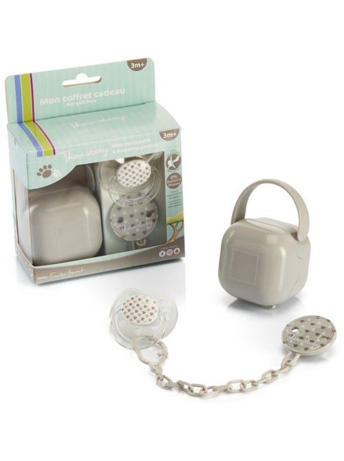 Conjunto de chupetes anatómicos de silicona Thermobaby Savane con pinza y estuche - Kiabi