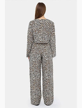 Conjunto de cintura alta con escote en v y estampado animal hiccup