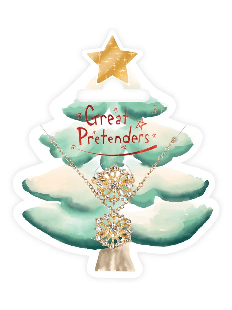Conjunto de collar y anillo con pedrería en forma de copo de nieve | Great Pretenders Blanco - Kiabi