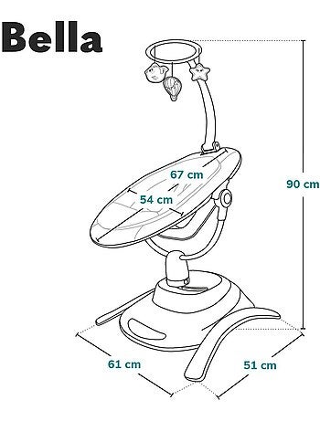 Columpio eléctrico LIONELO Bella 360° - Ligero - 12 melodías - 6 modos - Control remoto