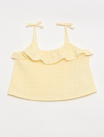 Conjunto de cuadros Vichy: Pantalón corto + camiseta de tirantes - 2 piezas