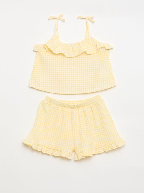 Conjunto de cuadros Vichy: Pantalón corto + camiseta de tirantes - 2 piezas - Kiabi