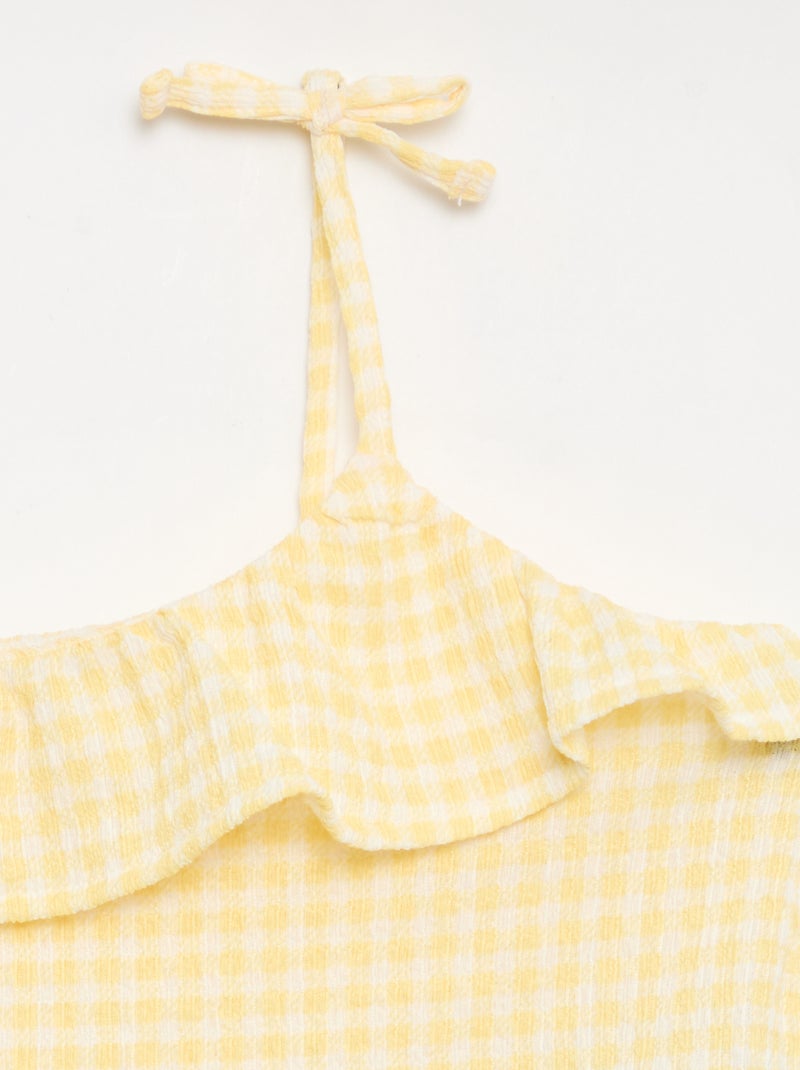 Conjunto de cuadros vichy: Pantalón corto + camiseta de tirantes - 2 piezas Amarillo - Kiabi