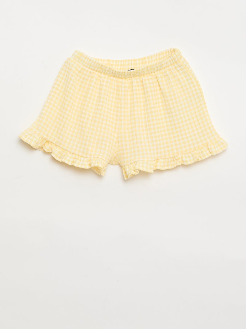 Conjunto de cuadros vichy: Pantalón corto + camiseta de tirantes - 2 piezas Amarillo - Kiabi