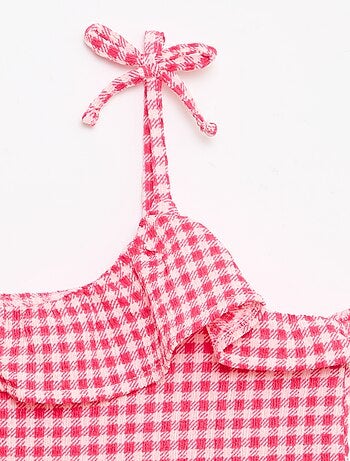 Conjunto de cuadros Vichy: Pantalón corto + camiseta de tirantes - 2 piezas