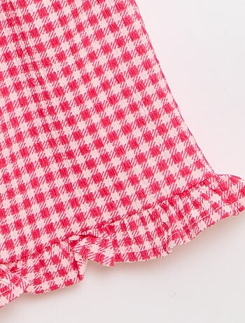 Conjunto de cuadros Vichy: Pantalón corto + camiseta de tirantes - 2 piezas