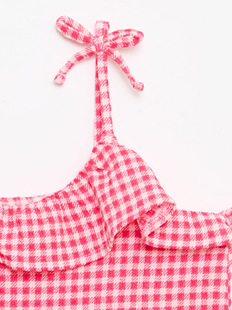 Conjunto de cuadros vichy: Pantalón corto + camiseta de tirantes - 2 piezas Rosa - Kiabi
